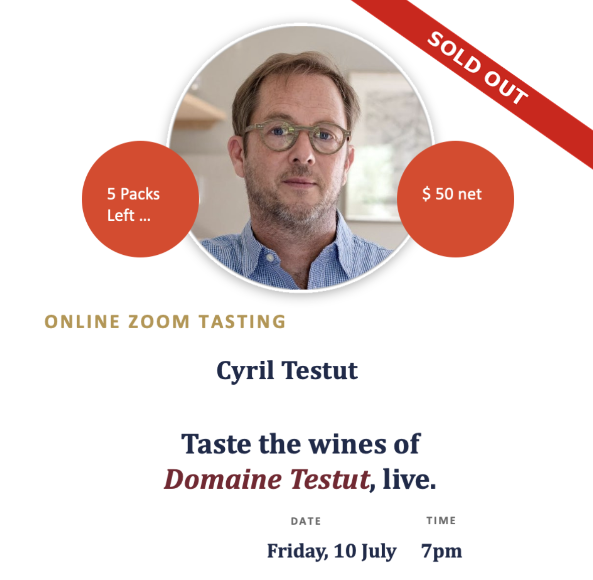 (image for) Online Domaine Testut Tasting w/ Cyril Testut - Fri 10 July @ 7pm...